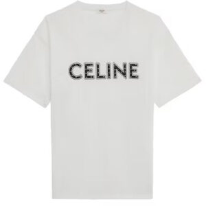 Celine Loose Studded T Shirt White