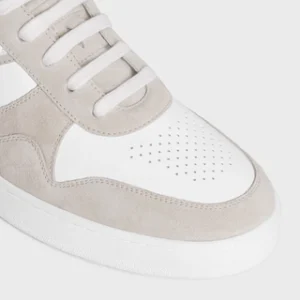 CELINE TRAINER LOW LACE-UP SNEAKER IN SUEDE CALFSKIN AND CALFSKIN