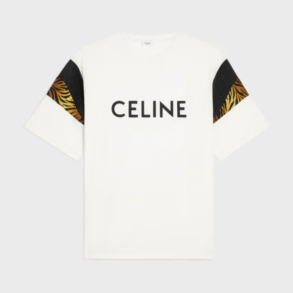 CELINE OVERSIZED T SHIRT IN COTTON ECRU-BLACK